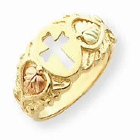 10k Tri-color Black Hills Gold Womens Cross Ring