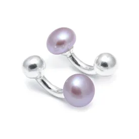 10mm Pink Freshwater Pearl Button Sterling Silver Cufflinks