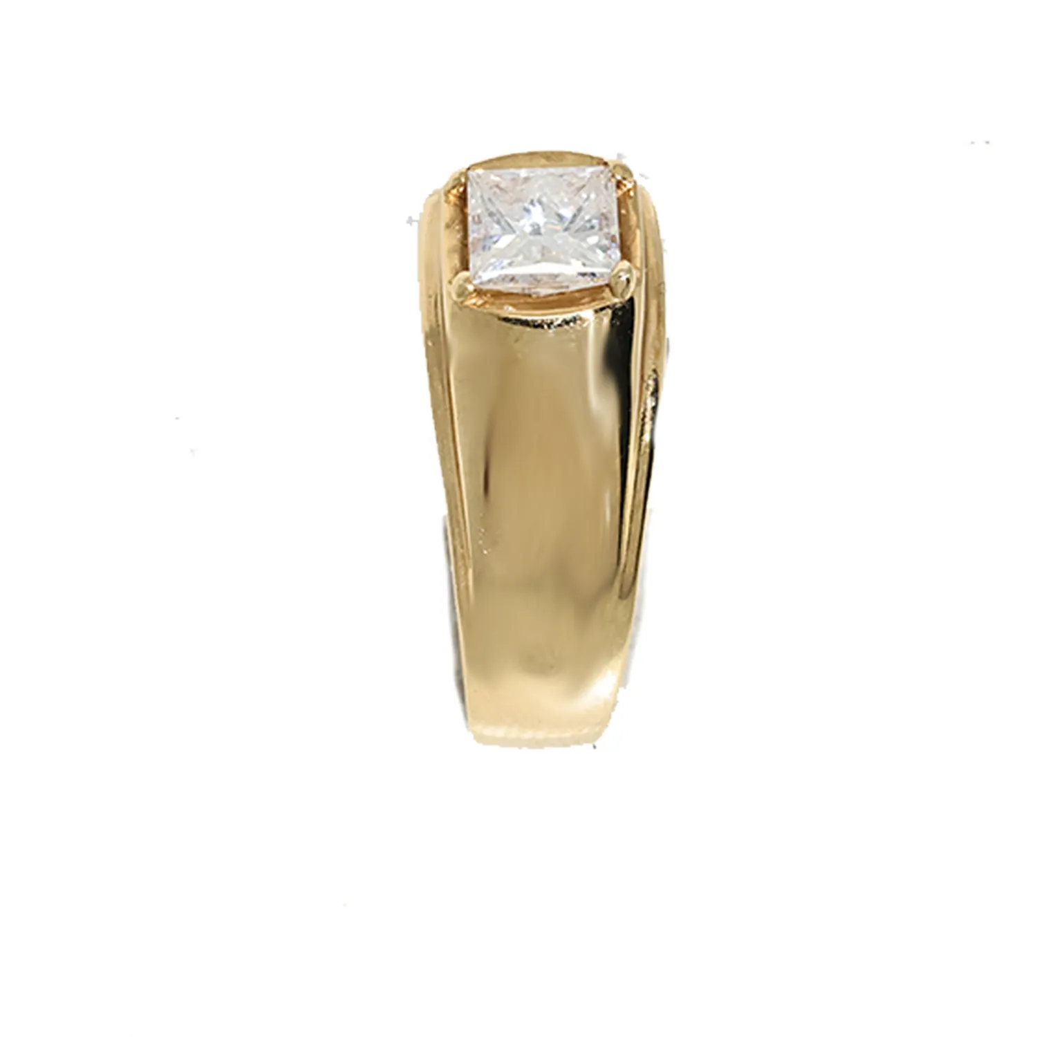 14K Gold Mens Diamond Solitaire Princess Cut Pinky Ring 1.13 Ctw