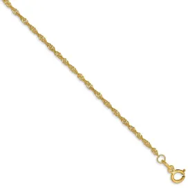 1.4mm, 14k Yellow Gold, Singapore Chain Bracelet, 7 Inch