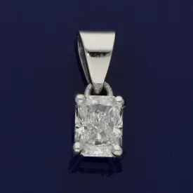 18ct White Gold Certificated Radiant Cut Diamond Pendant