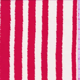 2 YD PC-Bright Red/White Jagged Stripe Crepe De Chine Fabric