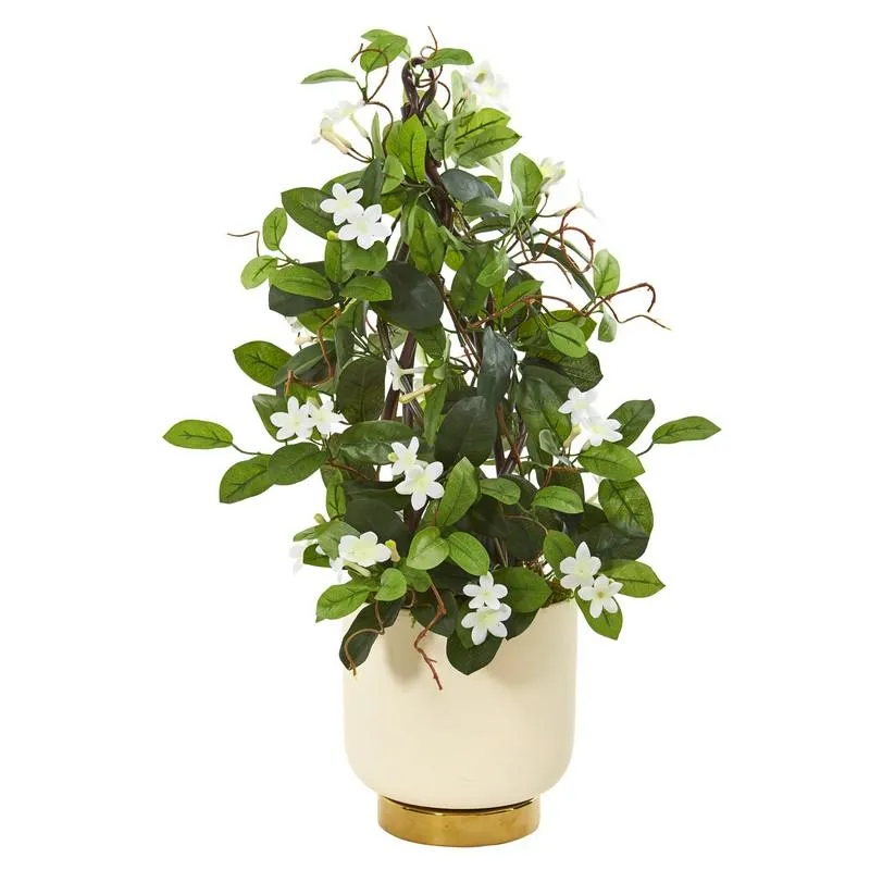 26" Stephanotis Artificial Plant in White Designer Bowl