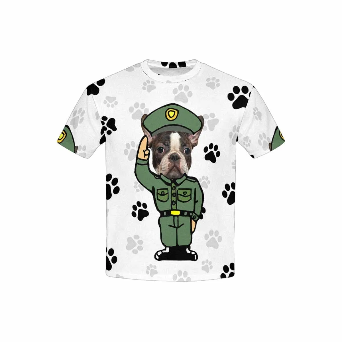 #6-15Y Custom Pet Face Dog Paw Print Kid's All Over Print T-shirt