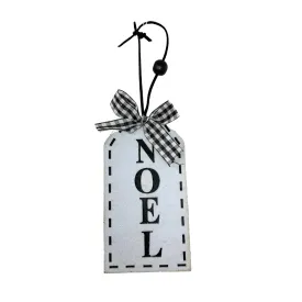 6" X 3.25" "NOEL" Tag Ornament in Black/White | TA