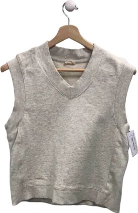 Adanola Grey Sleeveless V-Neck Sweatshirt XS