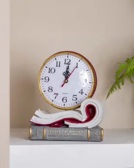 Antique Book Shaped Clock - Red