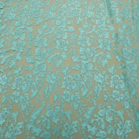 AquaTulle with Aqua Pearls Abstract Embroidered Tulle Fabric