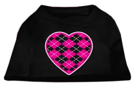 Argyle Heart Pink Screen Print Shirt Black Sm (10)