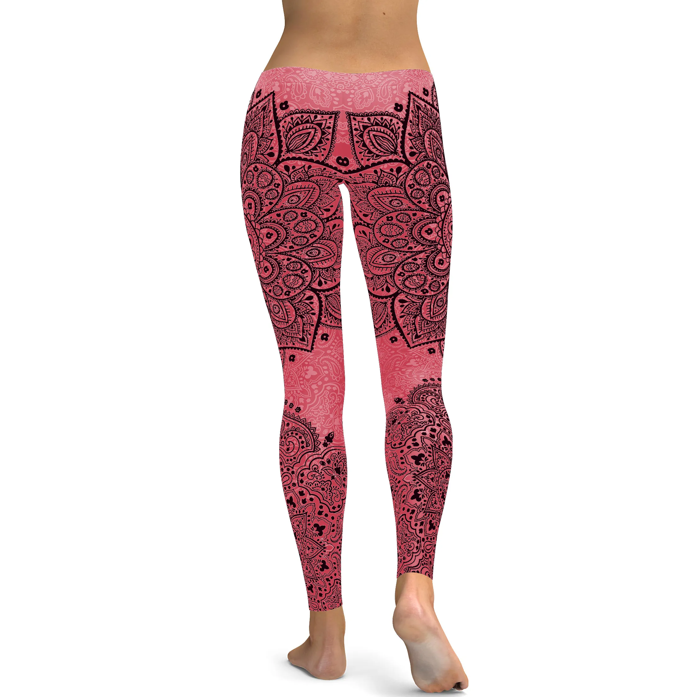 Baby Pink with Black Mandala Leggings