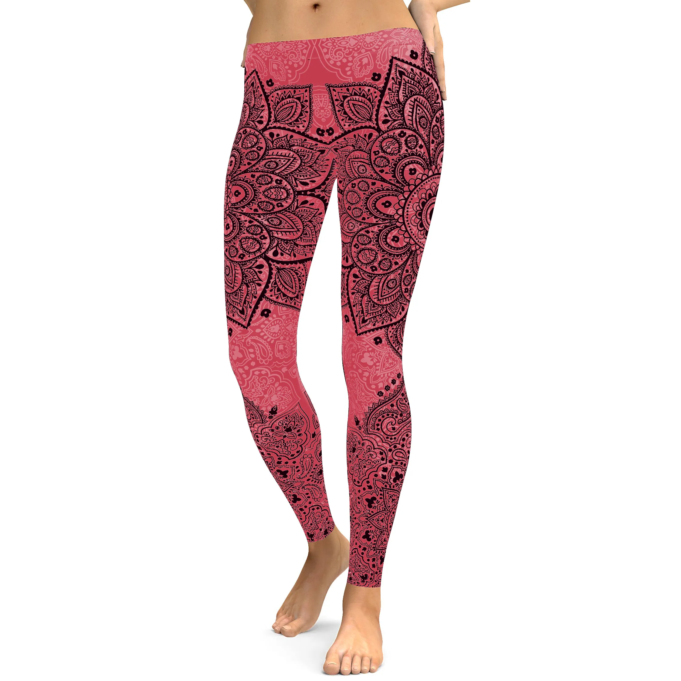 Baby Pink with Black Mandala Leggings