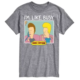 Big and tall Beavis and Butt-head, T-shirt “I'm Like Busy” License, gray