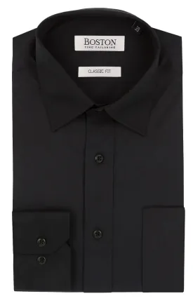 Big Mens Boston Brooke Classic Cut Black Business Shirt