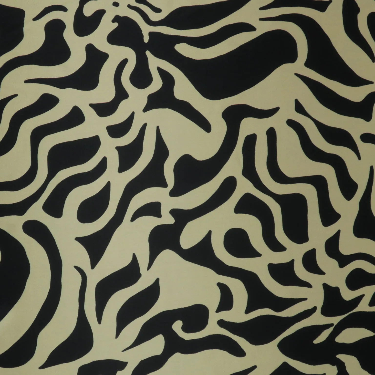 Black and White Abstract Printed Silk Charmeuse Fabric