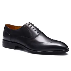 Black leather Oxford shoes for men