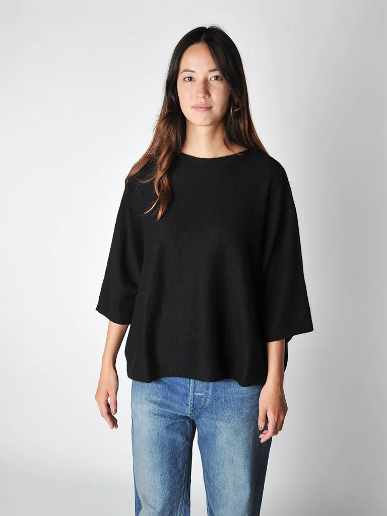 Black Oversized Kimono Sleeve Pullover