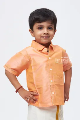 Boys Radiant Pink Silk Shirt with Delicate Silver Accents: The Pinnacle of Traditional Elegance