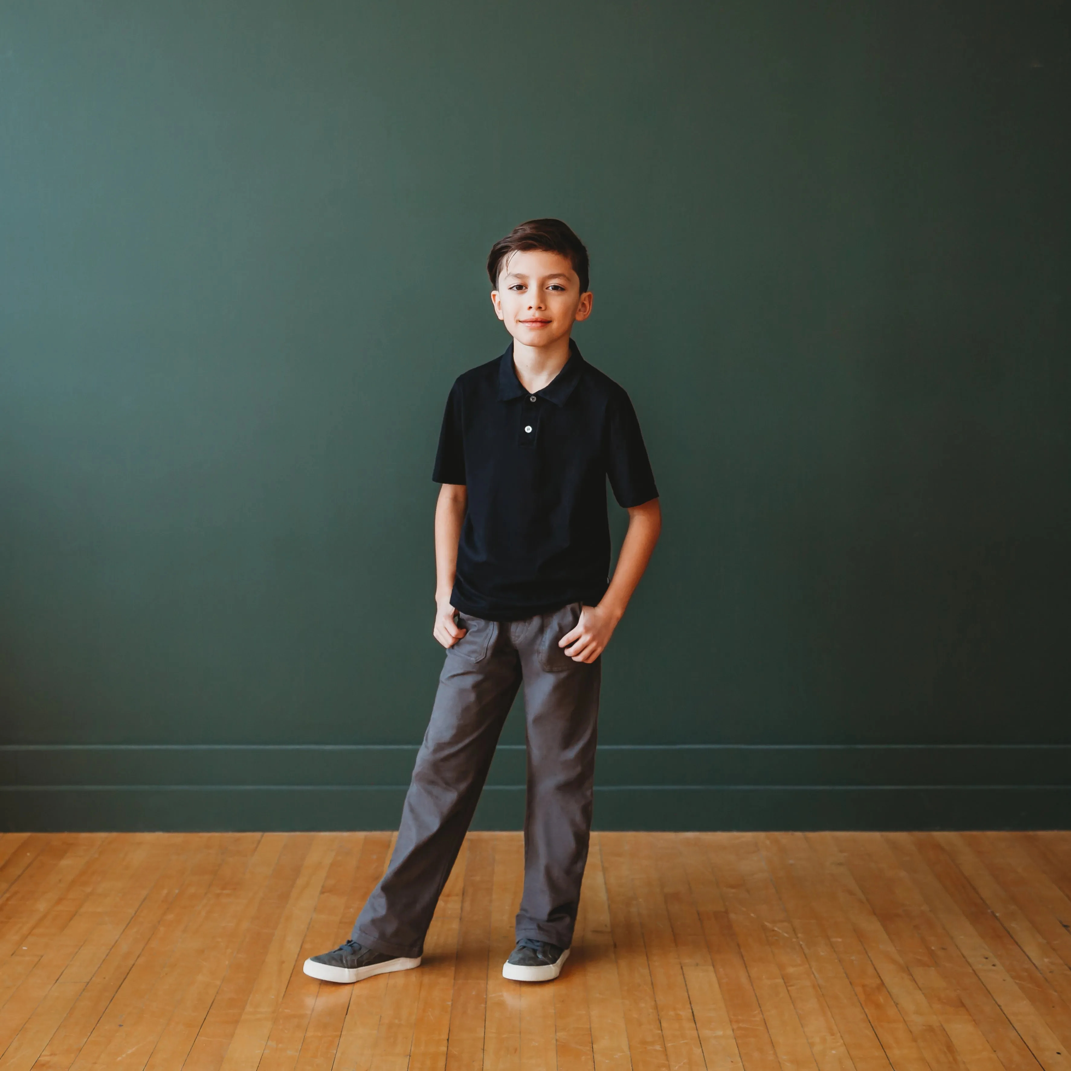 Boys Soft Cotton 3-Pocket Jersey Pants - UPF 50  | Black