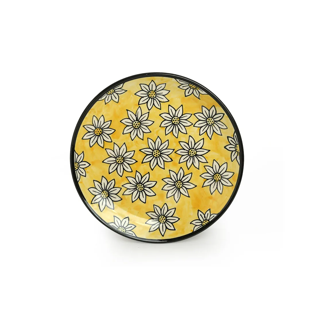 'Californian Sunflowers' Handpainted Ceramic Dinner Plates (Set Of 6, 10 Inches)