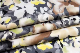 Camo Floral Cotton Voile - Gray, Brown, Green