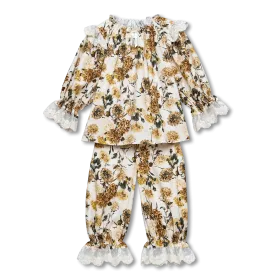 DANIELA - GIRLS PYJAMA SET IN YELLOW FLOWERS