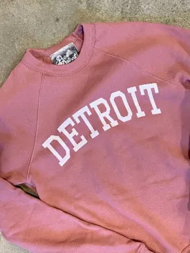 Detroit Collegiate Arch Pullover /  White   Mauve / Unisex