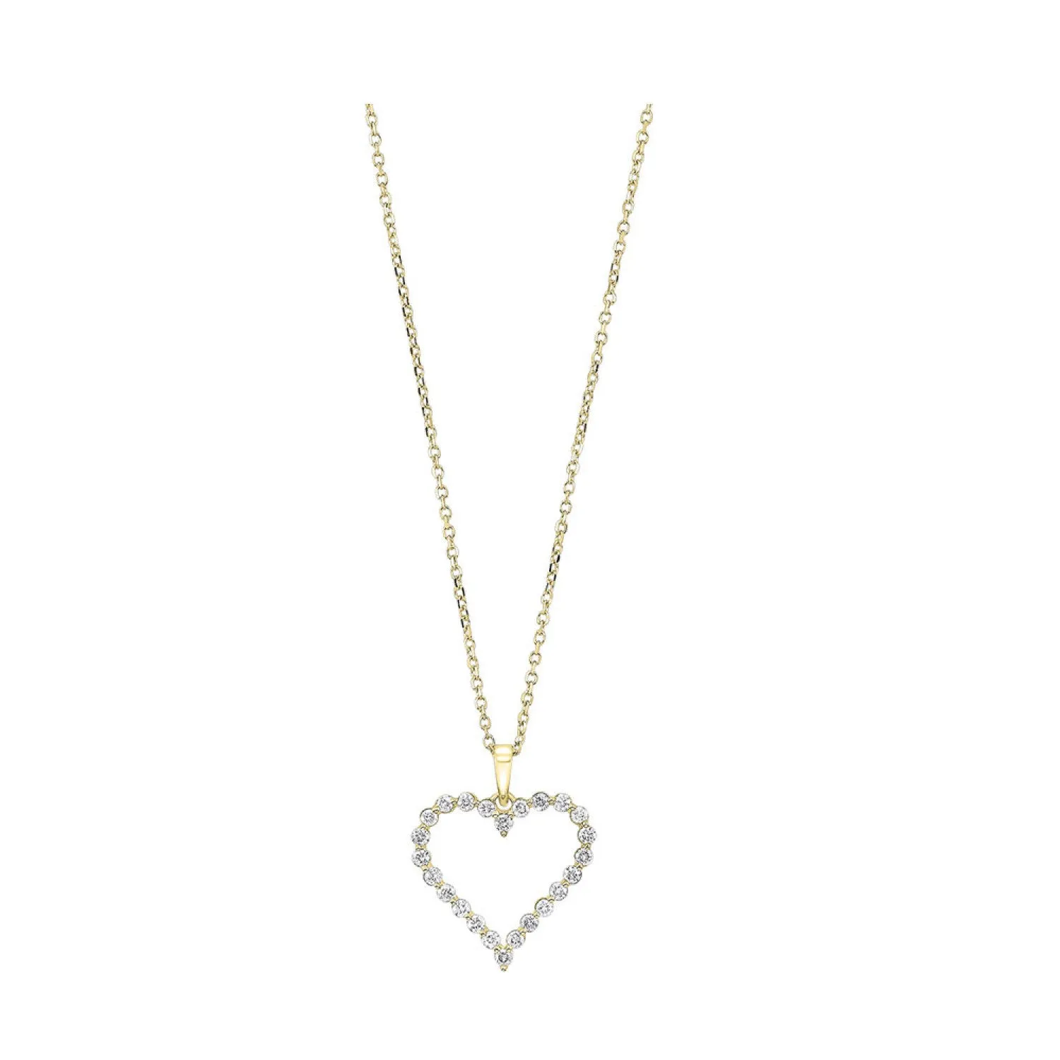 Elegant Yellow Gold Diamond Open Heart Pendant Necklace, 0.25 cttw