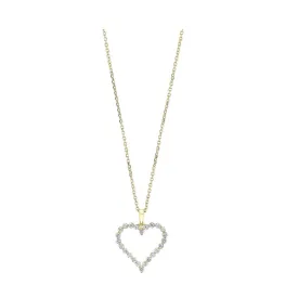 Elegant Yellow Gold Diamond Open Heart Pendant Necklace, 0.25 cttw