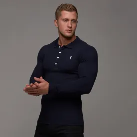 Father Sons Classic Navy Polo Long Sleeve Shirt - FSH036