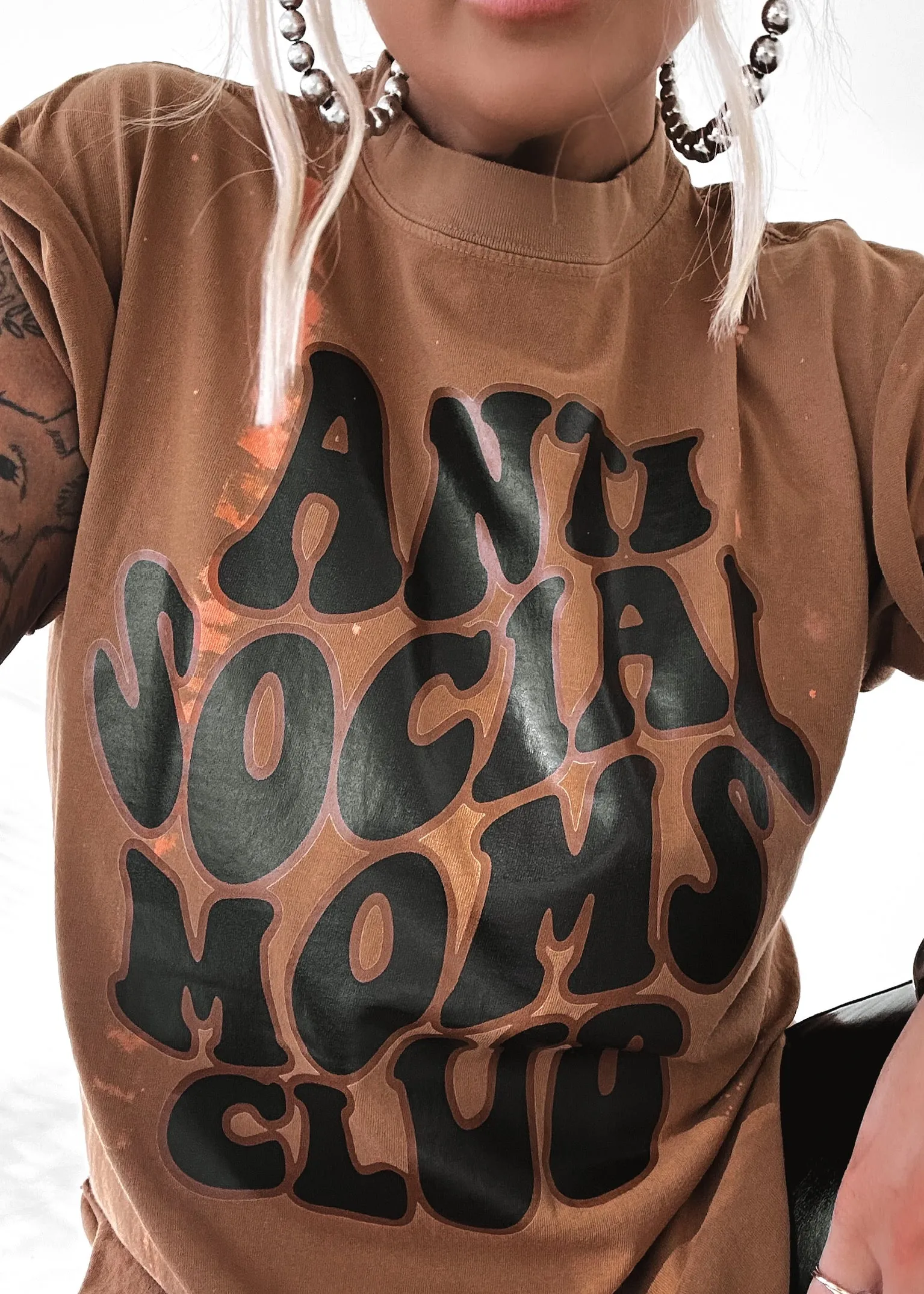 FINAL SALE: ANTISOCIAL MOMS CLUB BLEACHED OUT SIDE SLIT TEE