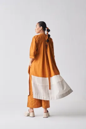 Gathered Neck Shirt Co ord - Rust