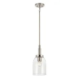 Madden 15" 1-Light Mini Pendant Light with Clear Glass, Brushed Nickel Finish