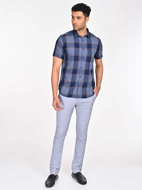 Men Checked Half Sleeve Cotton Shirt