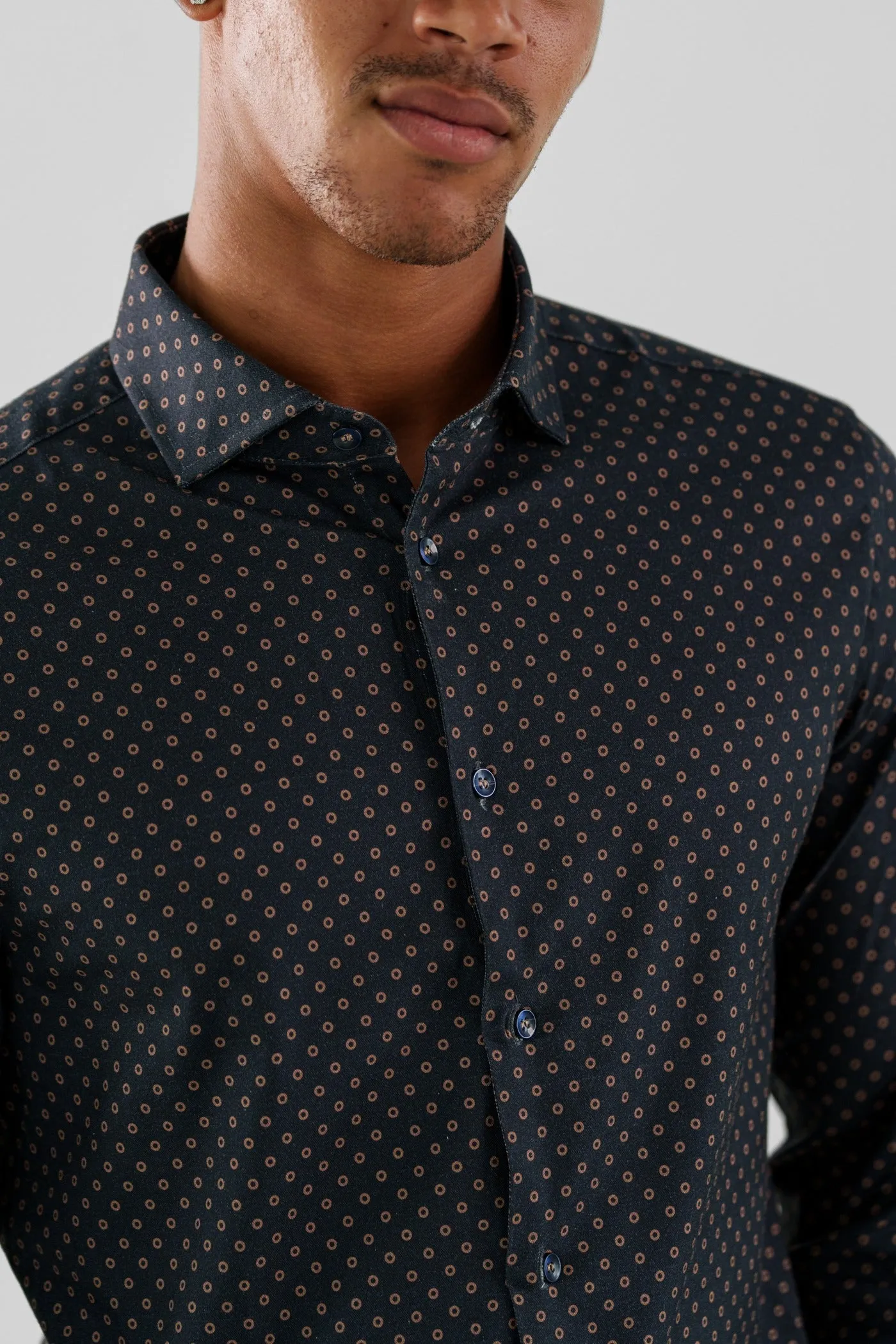 NOVA - Navy Polka Dot Long Sleeve Shirt