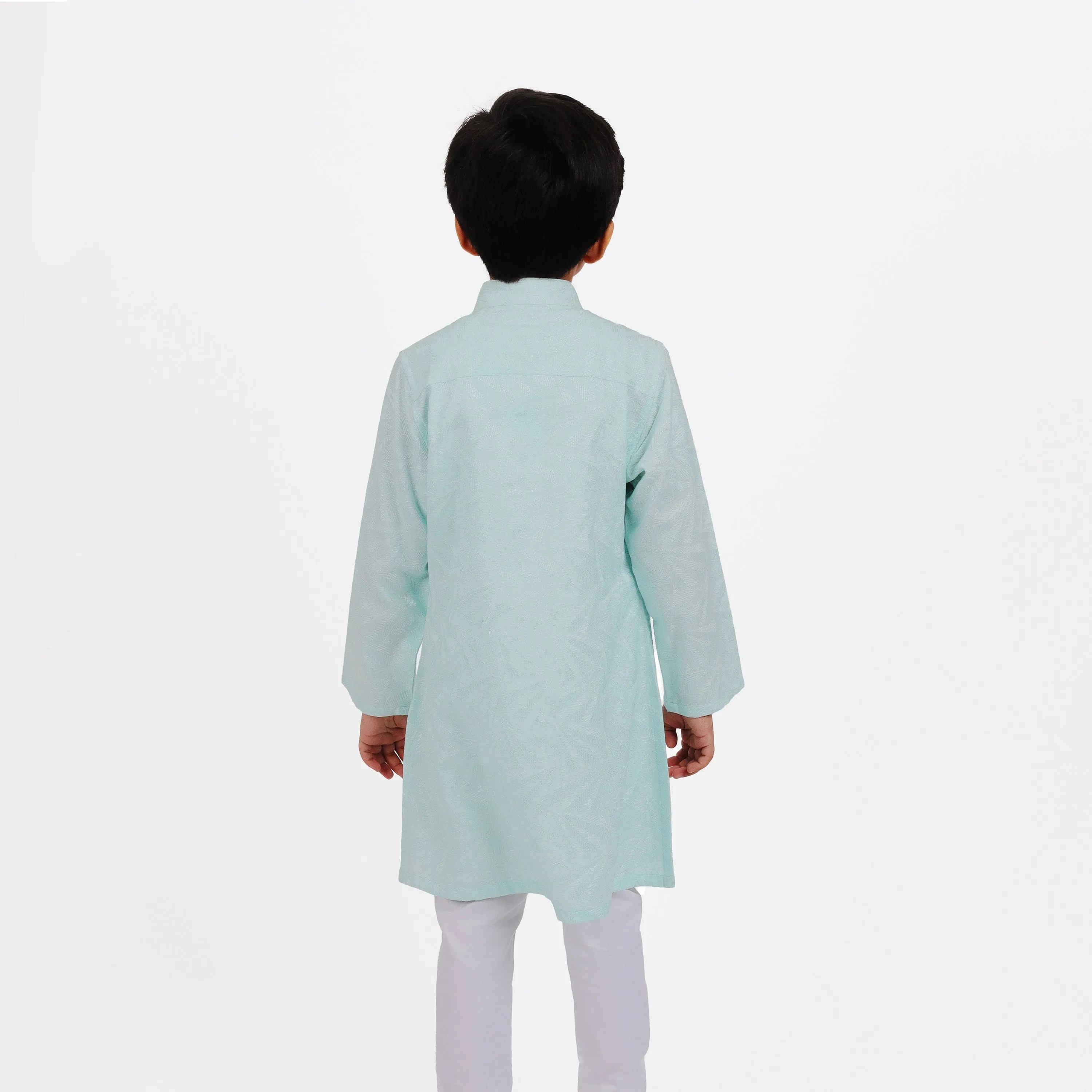 Pre-Order : POWDER BLUE KURTA WITH WHITE PAJAMA  for Boys