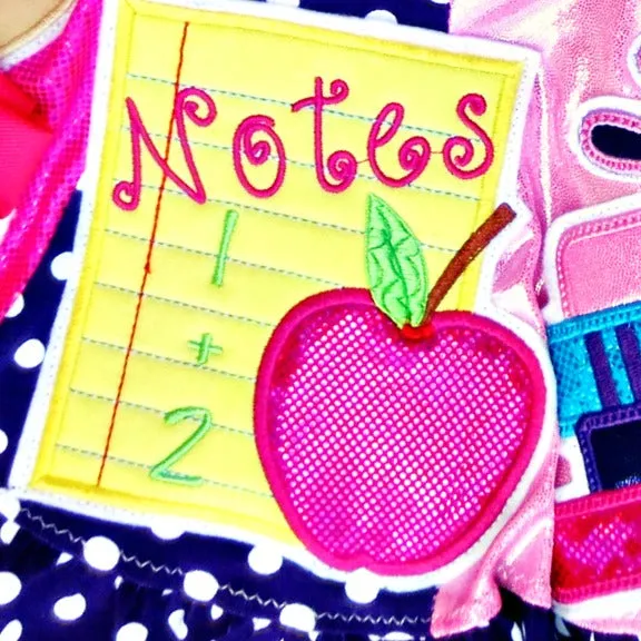 School Note Paper Apple Applique Design