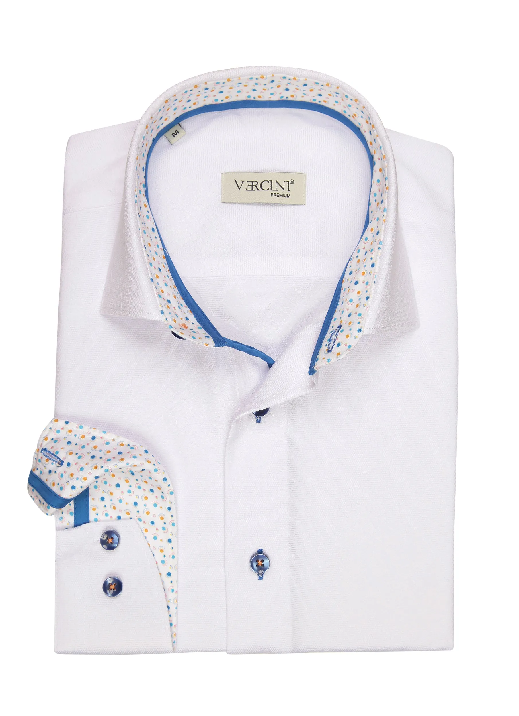 Spectrum Dot Tailored White Dress Shirt