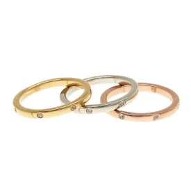 Tri-Color Dotted Eternity Band Set silver gold rose gold