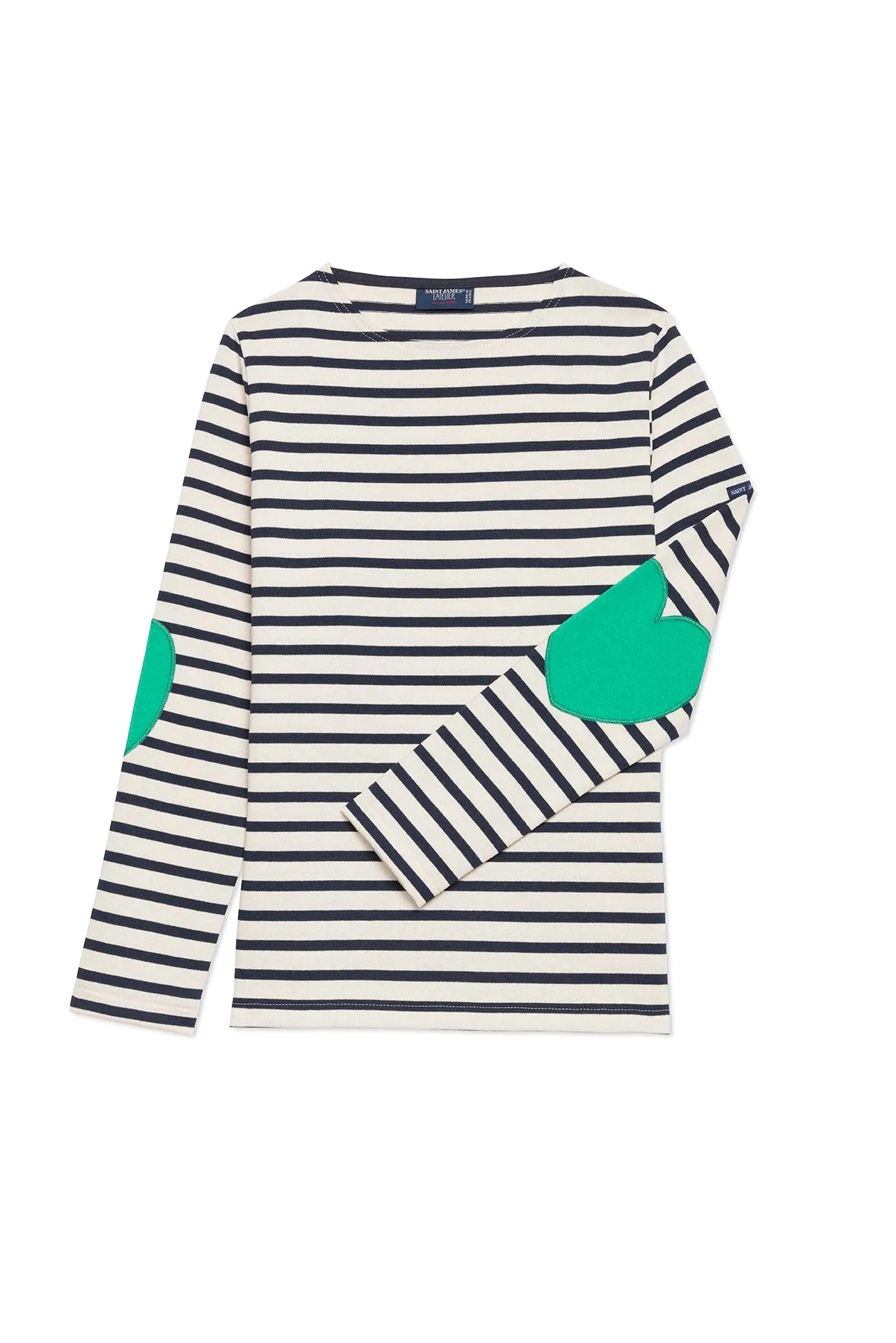 VAUJANY - Striped Shirt with Heart Elbow Patches (ECRU / NAVY / KELLY GREEN)